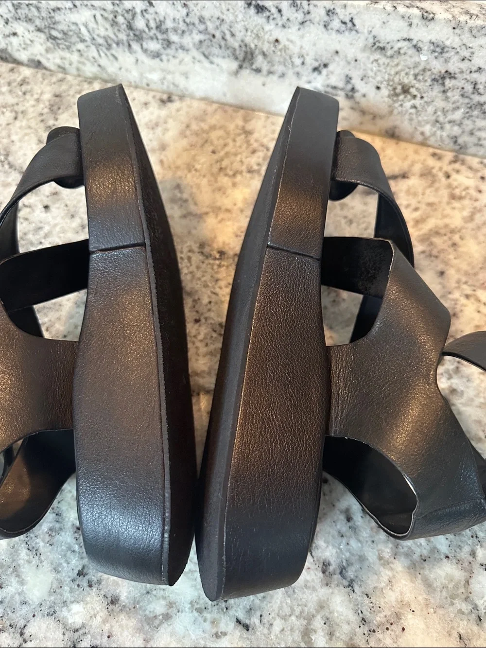 Anthropologie Black Platform Crisscross Ankle Strap Sandals - Women